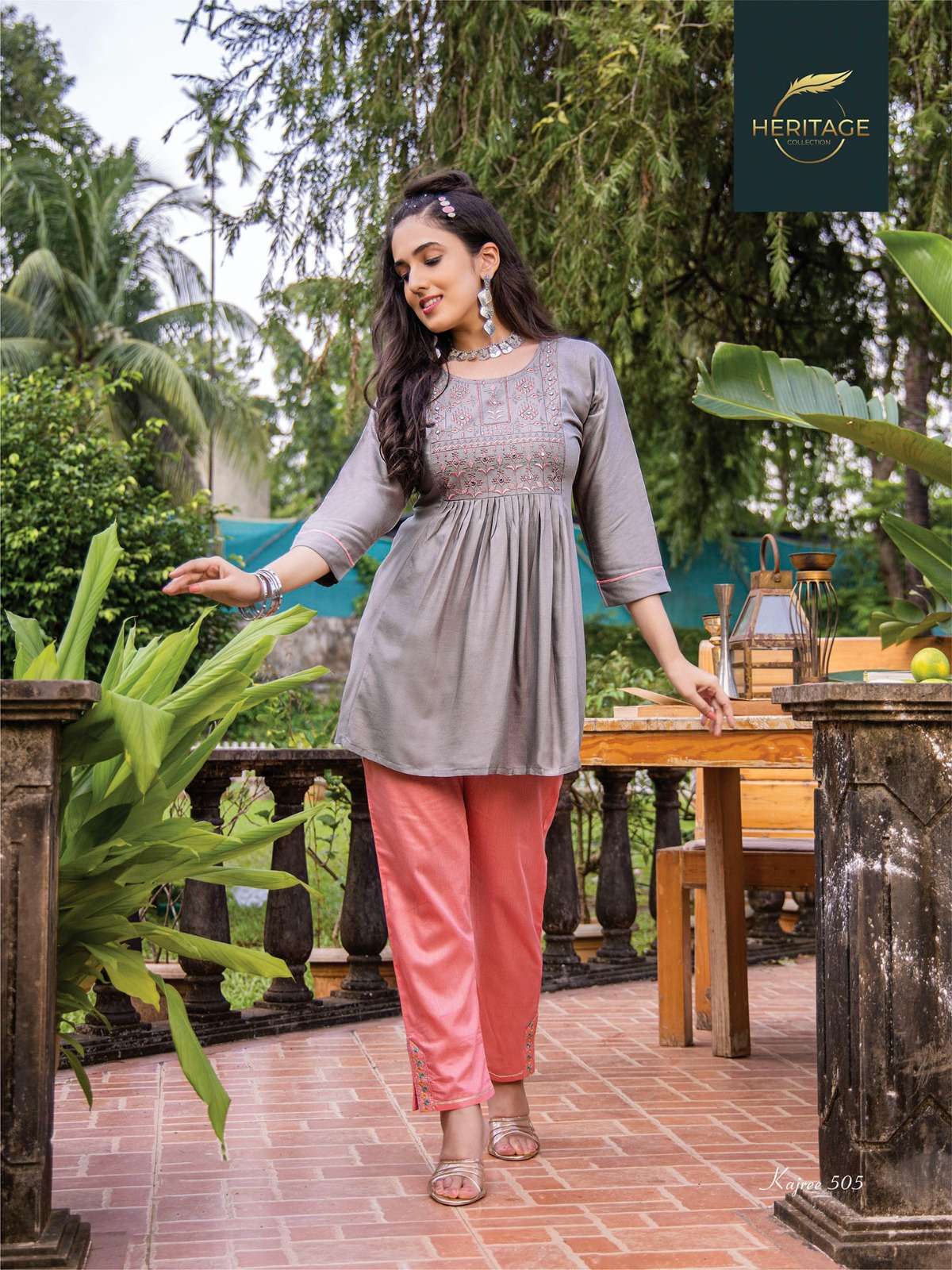KAJREE VOL 3 RAYON SLUB DESIGNER SHORT KURTI WITH EMBROIDERY WORK BY HARITAGE BRAND 1005